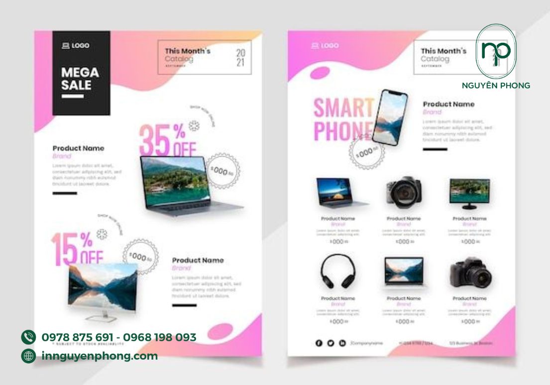 in tờ rơi điện máy bằng giấy decal